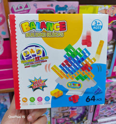 2-in-1 Balance and Blocks Game - 64 Pieces